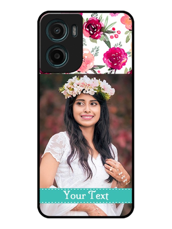 Custom Motorola E15 Custom Glass Phone Case - Water Colors Floral Design