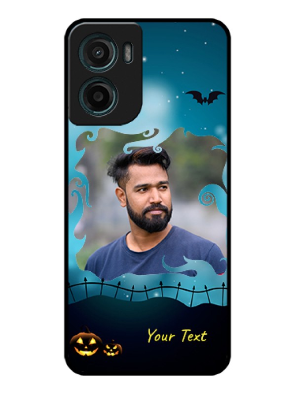 Custom Motorola E15 Custom Glass Phone Case - Halloween Frame Design