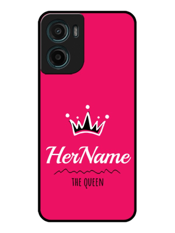 Custom Motorola E15 Custom Glass Phone Case - Queen With Name Design
