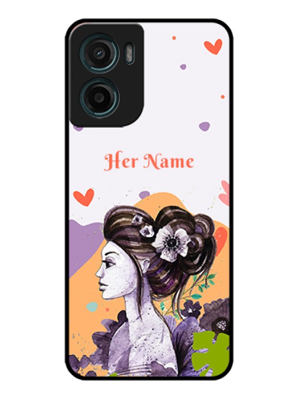 Custom Motorola E15 Custom Glass Phone Case - Woman And Nature Design
