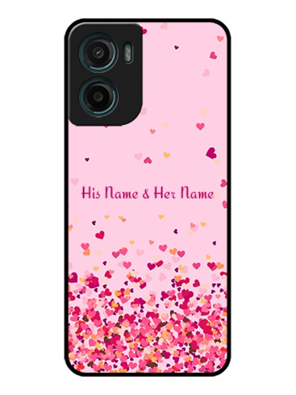 Custom Motorola E15 Custom Glass Phone Case - Floating Hearts Design