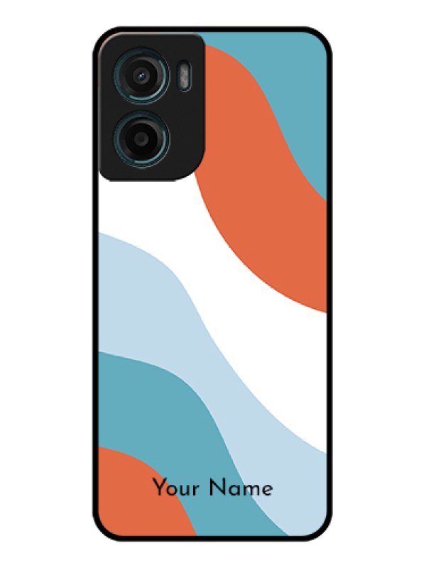 Custom Motorola E15 Custom Glass Phone Case - Coloured Waves Design