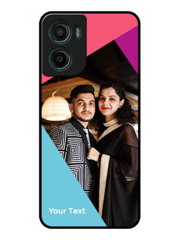 Custom Motorola E15 Custom Glass Phone Case - Stacked Triple Colour Design