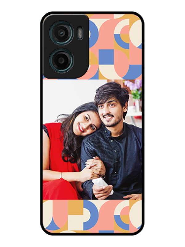 Custom Motorola E15 Custom Glass Phone Case - Semi - Circle Maze Pattern Design