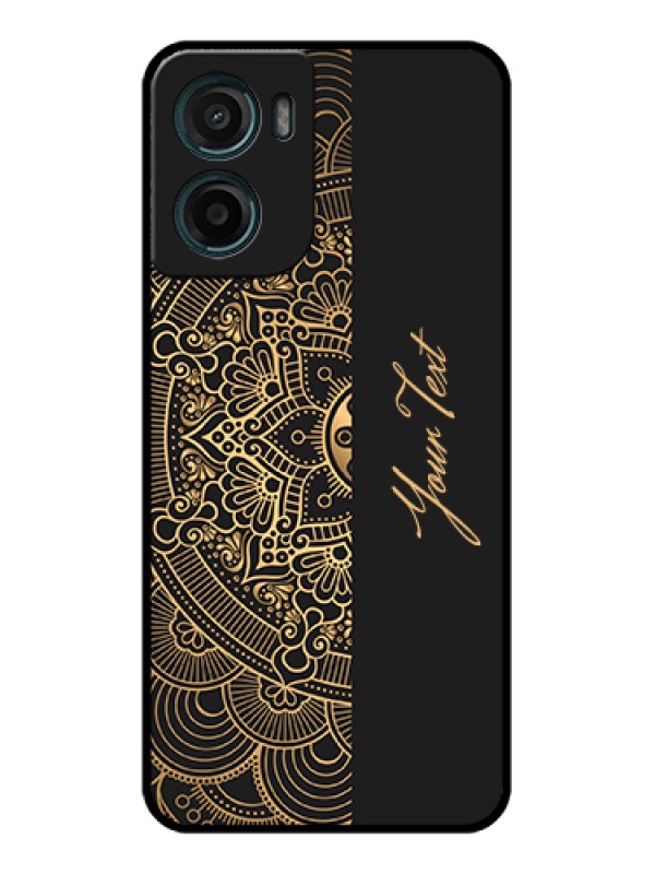 Custom Motorola E15 Custom Glass Phone Case - Mandala Art With Custom Text Design