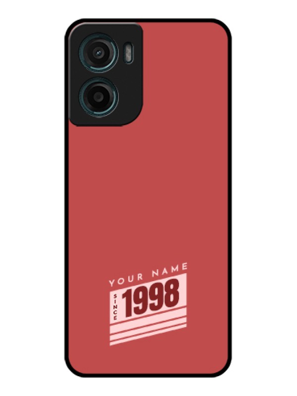 Custom Motorola E15 Custom Glass Phone Case - Red Custom Year Of Birth Design