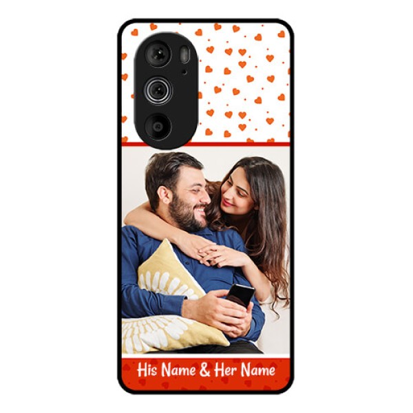 Motorola Edge 30 Pro Custom Glass Phone Case - Orange Love Symbol Design Motorola Edge 30 Pro Custom Glass Phone Case - Orange Love Symbol Design