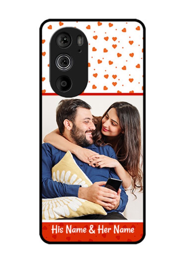 Motorola Edge 30 Pro Custom Glass Phone Case - Orange Love Symbol Design