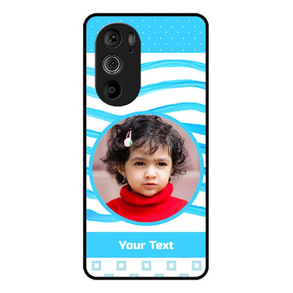 Motorola Edge 30 Pro Custom Glass Phone Case - Simple Blue Case Design
