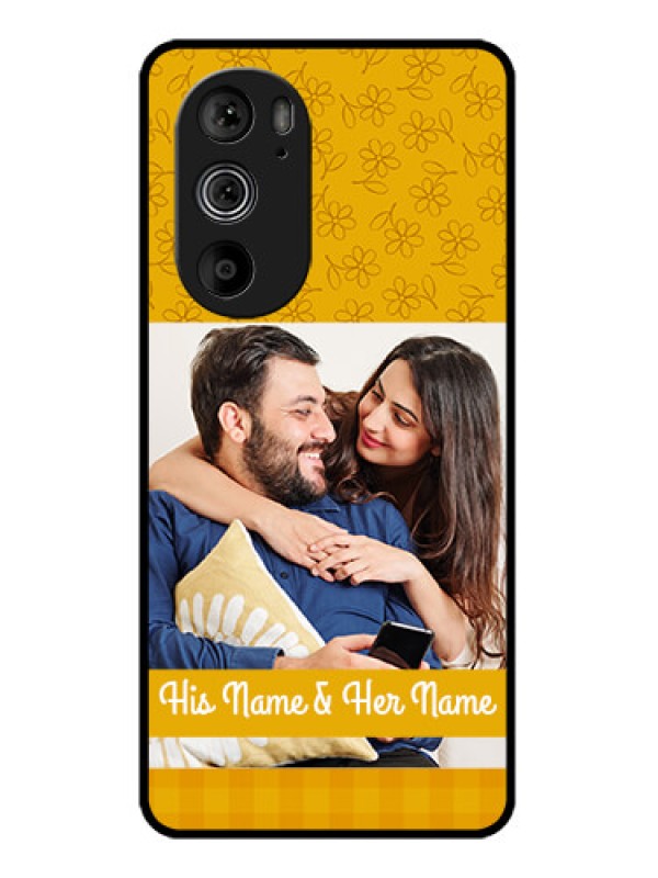 Custom Motorola Edge 30 Pro Custom Glass Phone Case - Yellow Floral Design