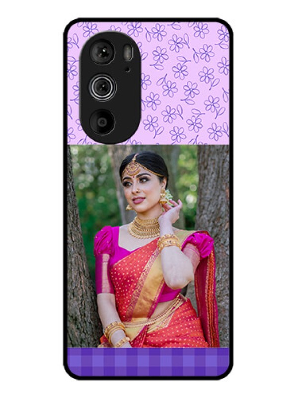 Custom Motorola Edge 30 Pro Custom Glass Phone Case - Purple Floral Design