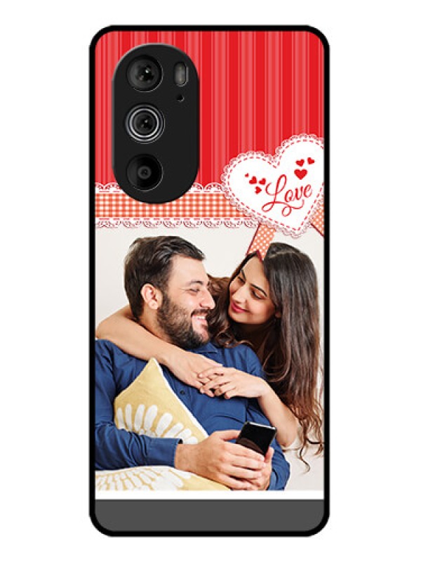 Custom Motorola Edge 30 Pro Custom Glass Phone Case - Red Love Pattern Design