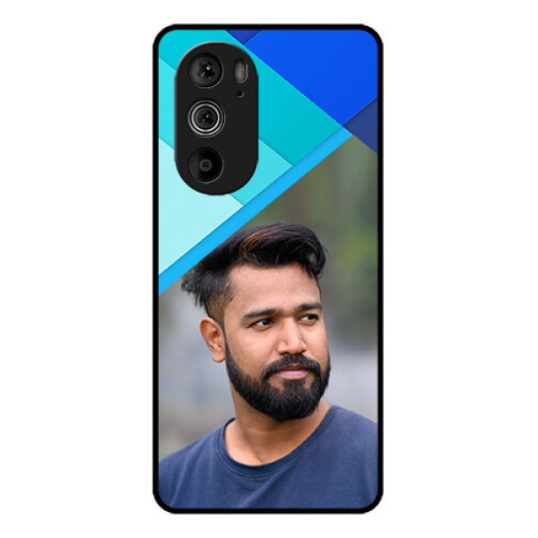 Motorola Edge 30 Pro Custom Glass Phone Case - Blue Pattern Design