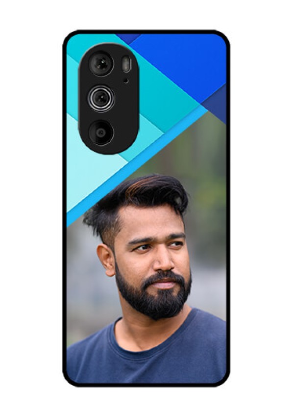 Motorola Edge 30 Pro Custom Glass Phone Case - Blue Pattern Design