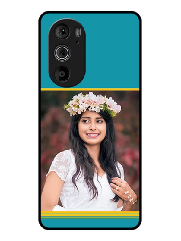 Custom Motorola Edge 30 Pro Custom Glass Phone Case - Yellow & Blue Design