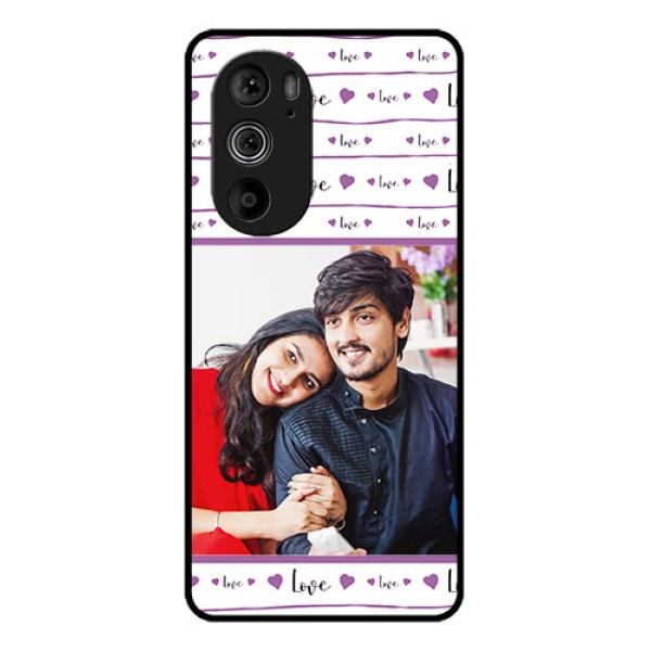 Motorola Edge 30 Pro Custom Glass Phone Case - Couples Heart Design