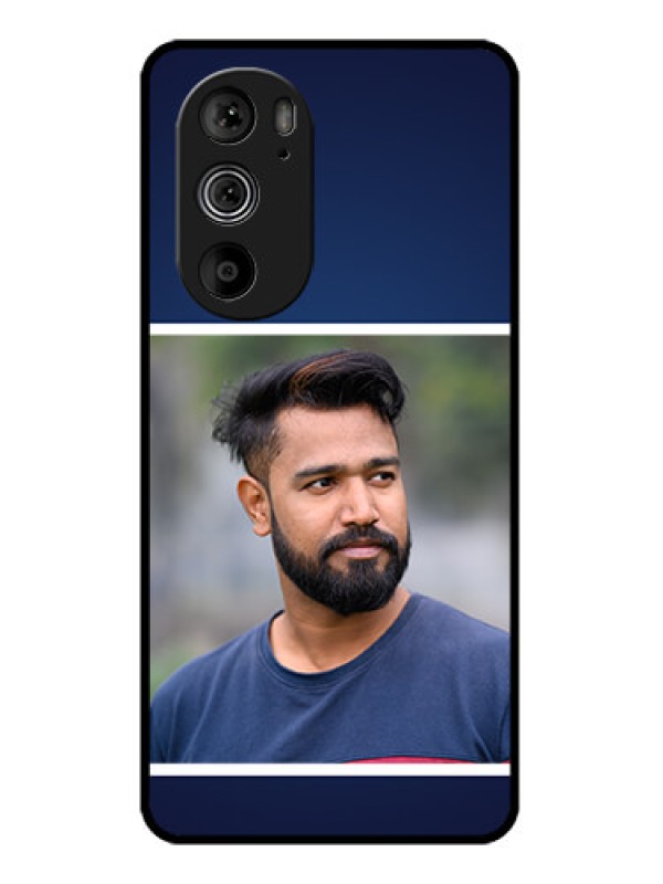 Custom Motorola Edge 30 Pro Custom Glass Phone Case - Simple Royal Blue Design