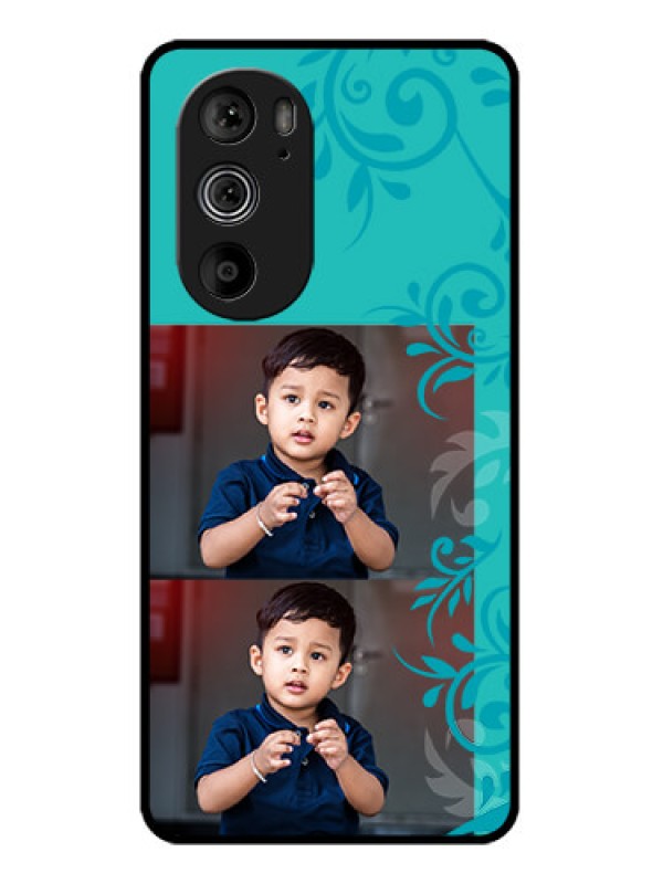 Custom Motorola Edge 30 Pro Custom Glass Phone Case - With Photo And Green Floral Design