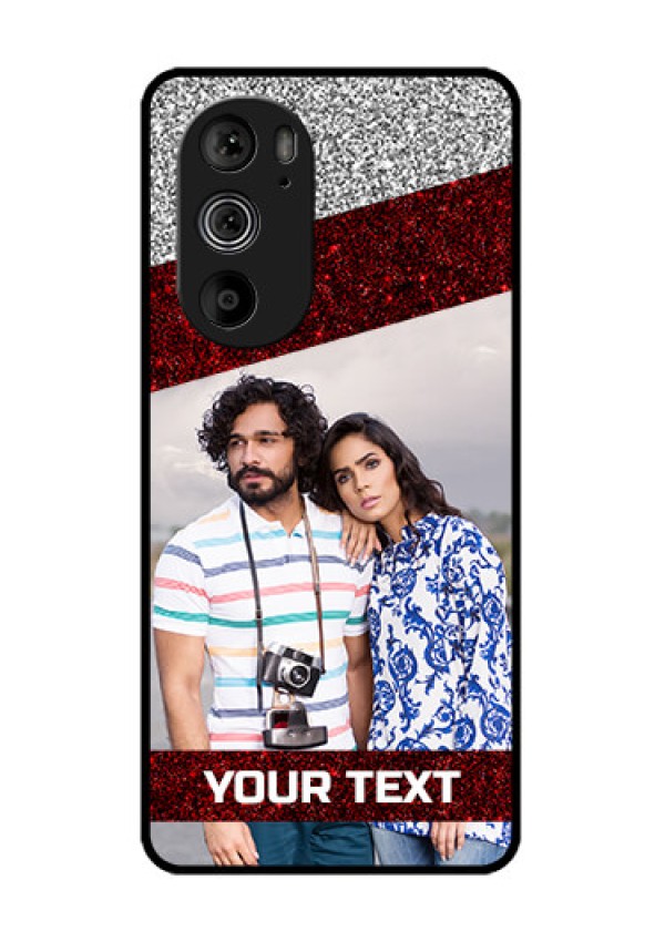 Motorola Edge 30 Pro Custom Glass Phone Case - Image Holder With Glitter Strip Design