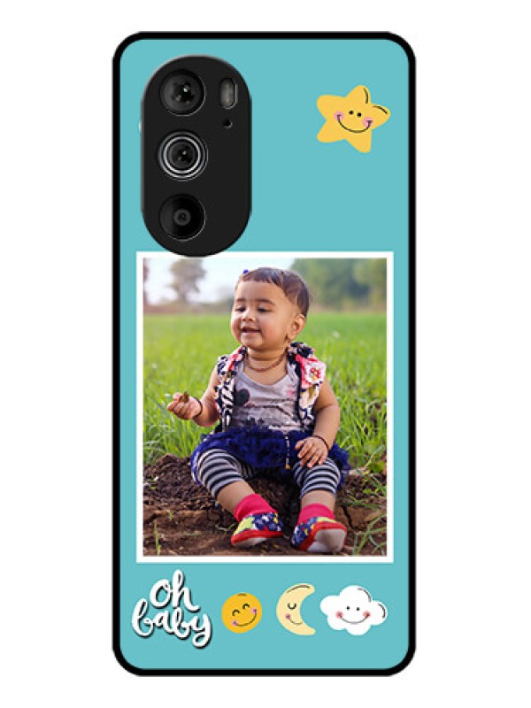 Custom Motorola Edge 30 Pro Custom Glass Phone Case - Smiley Kids Stars Design