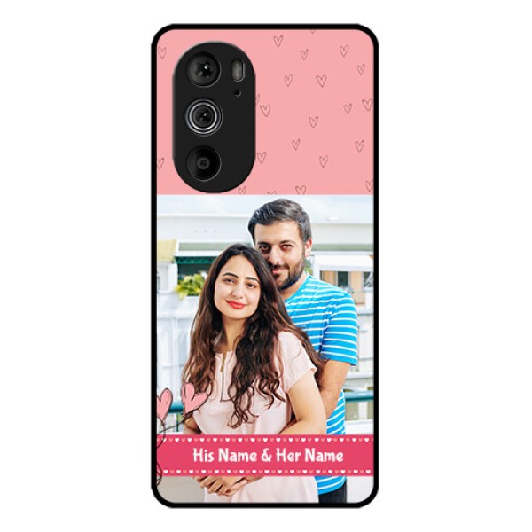 Motorola Edge 30 Pro Custom Glass Phone Case - Love Design Peach Color