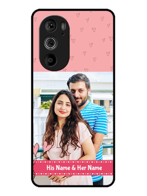 Custom Motorola Edge 30 Pro Custom Glass Phone Case - Love Design Peach Color