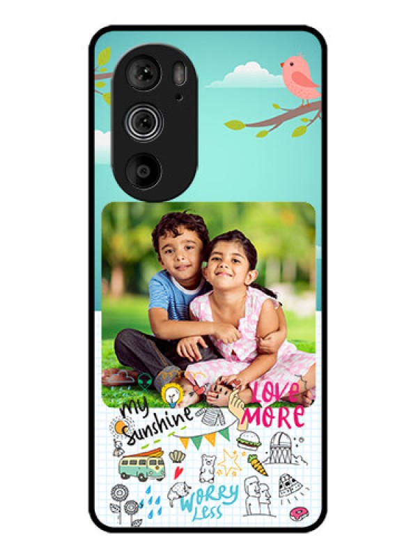 Custom Motorola Edge 30 Pro Custom Glass Phone Case - Doodle Love Design