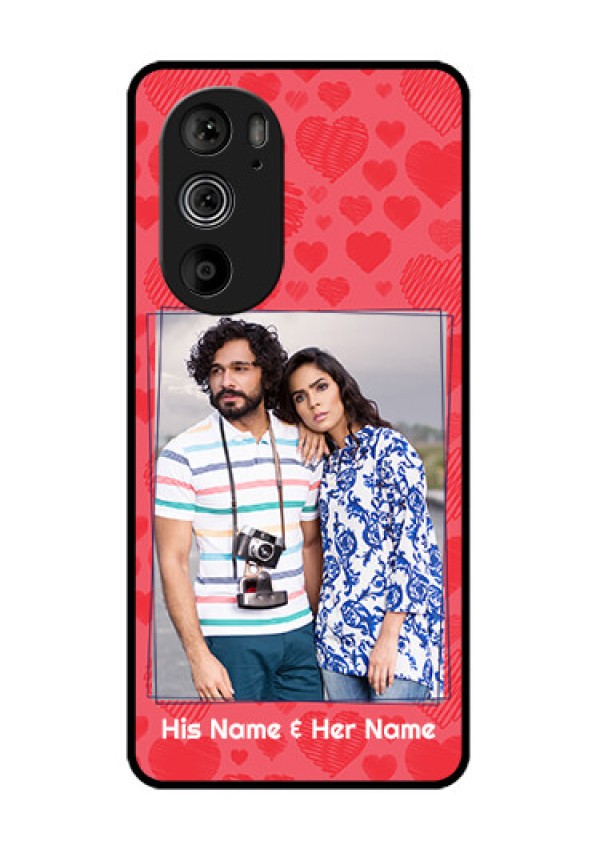 Motorola Edge 30 Pro Custom Glass Phone Case - With Red Heart Symbols Design