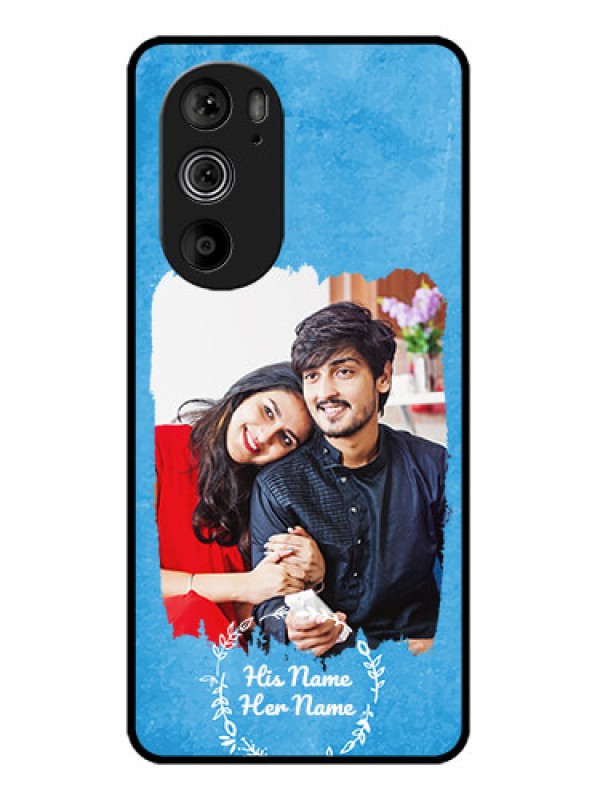 Custom Motorola Edge 30 Pro Custom Glass Phone Case - Blue Color Vintage Design