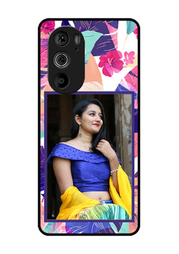 Motorola Edge 30 Pro Custom Glass Phone Case - Abstract Floral Design