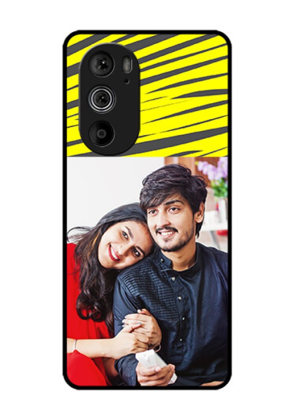 Motorola Edge 30 Pro Custom Glass Phone Case - Yellow Abstract Design