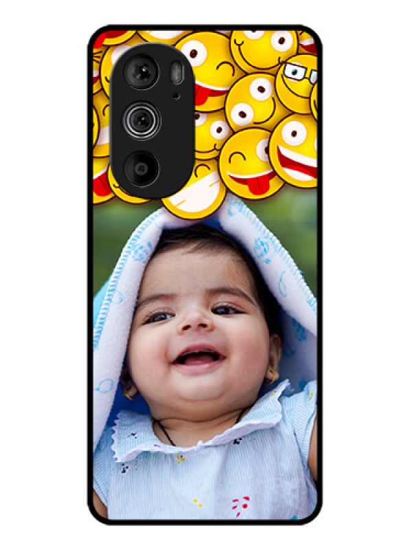 Custom Motorola Edge 30 Pro Custom Glass Phone Case - With Smiley Emoji Design
