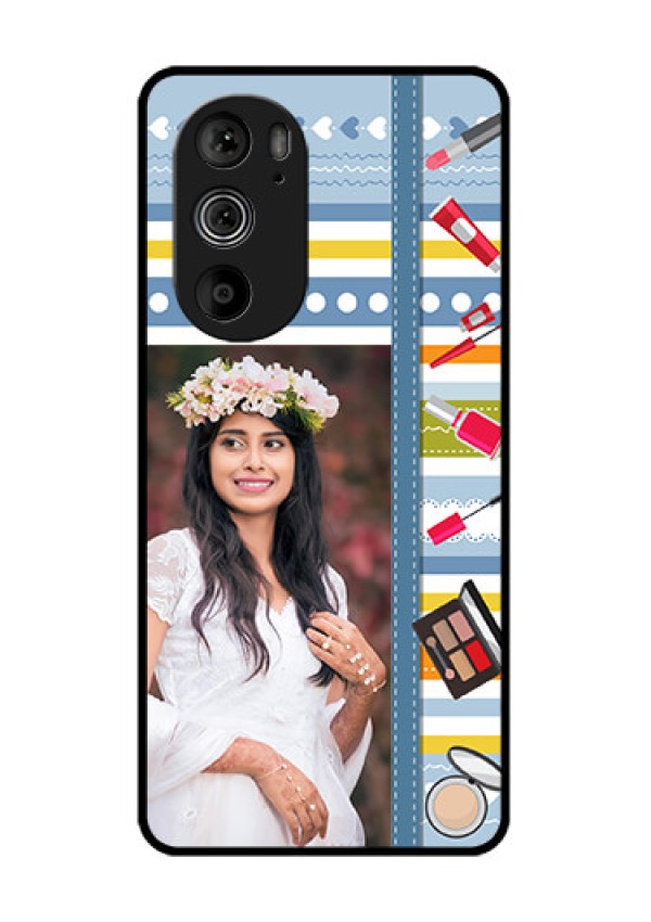 Motorola Edge 30 Pro Custom Glass Phone Case - Makeup Icons Design