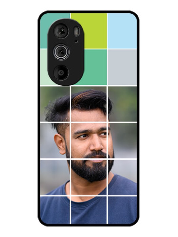 Custom Motorola Edge 30 Pro Custom Glass Phone Case - With White Box Pattern