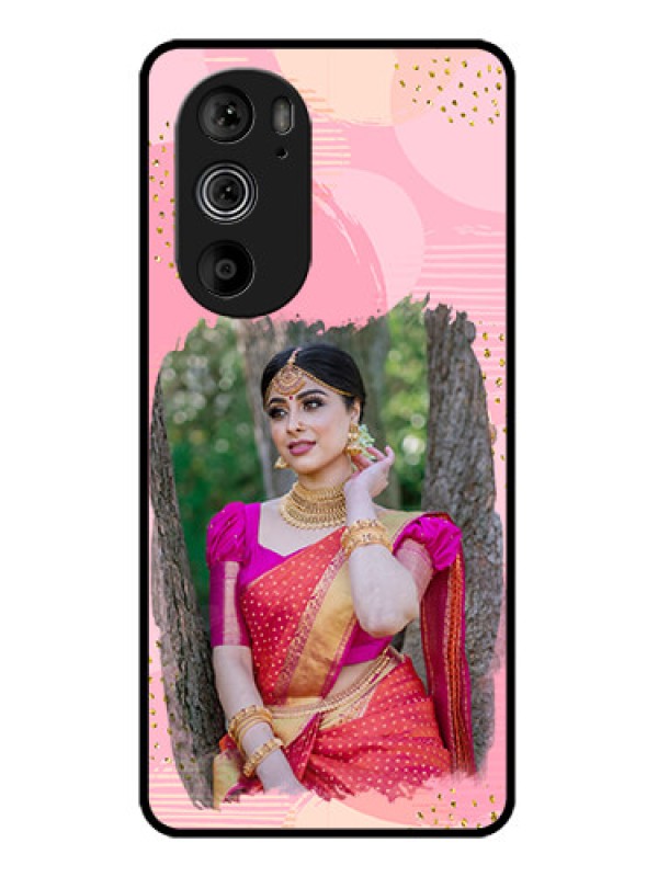 Custom Motorola Edge 30 Pro Custom Glass Phone Case - Gold Glitter Splash Design