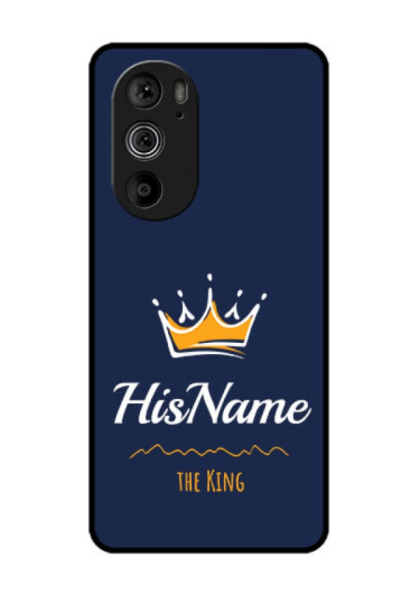 Motorola Edge 30 Pro Custom Glass Phone Case - King With Name Design