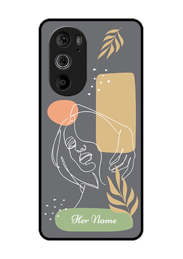 Motorola Edge 30 Pro Custom Glass Phone Case - Gazing Woman Line Art Design