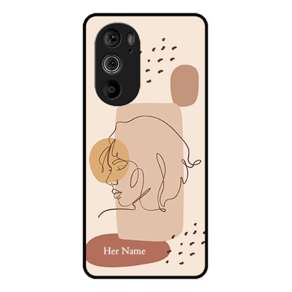 Motorola Edge 30 Pro Custom Glass Phone Case - Calm Woman Line Art Design Motorola Edge 30 Pro Custom Glass Phone Case - Calm Woman Line Art Design