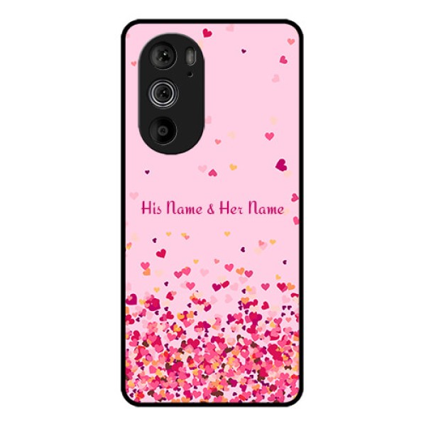 Motorola Edge 30 Pro Custom Glass Phone Case - Floating Hearts Design