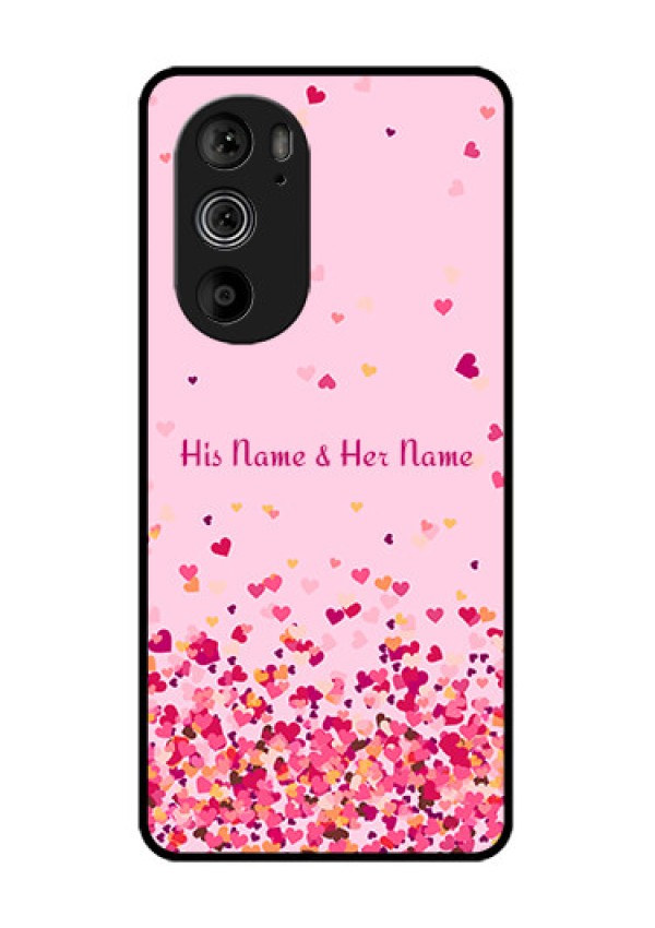 Motorola Edge 30 Pro Custom Glass Phone Case - Floating Hearts Design