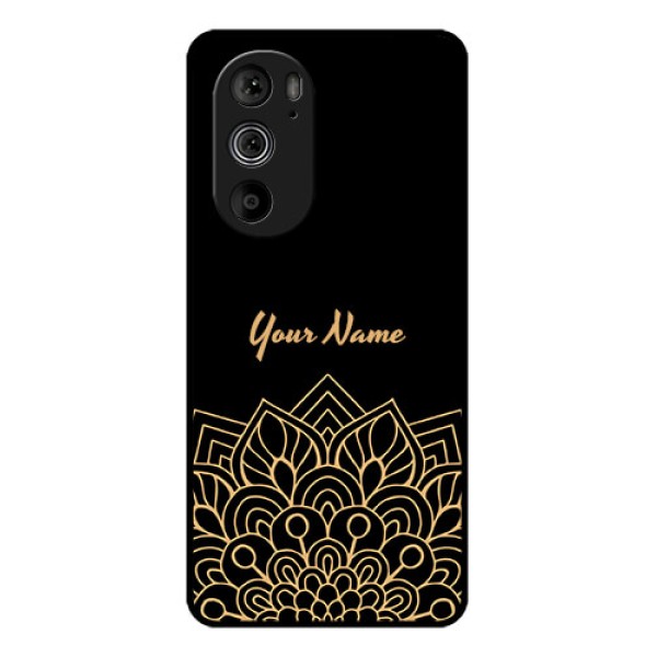 Motorola Edge 30 Pro Custom Glass Phone Case - Golden Mandala Design