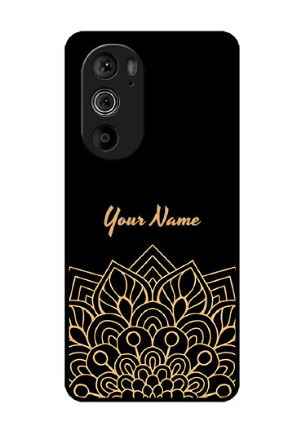 Motorola Edge 30 Pro Custom Glass Phone Case - Golden Mandala Design