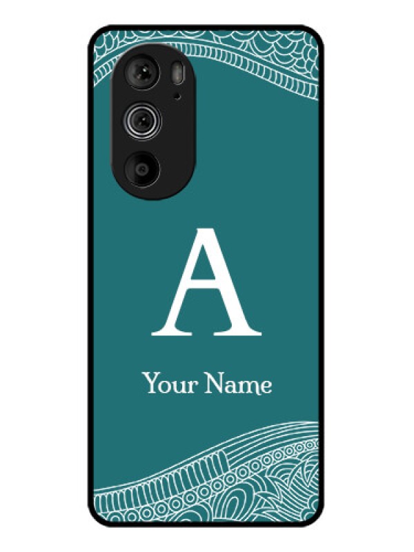 Custom Motorola Edge 30 Pro Custom Glass Phone Case - Line Art Pattern With Custom Name Design