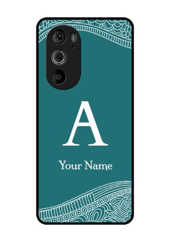 Motorola Edge 30 Pro Custom Glass Phone Case - Line Art Pattern With Custom Name Design
