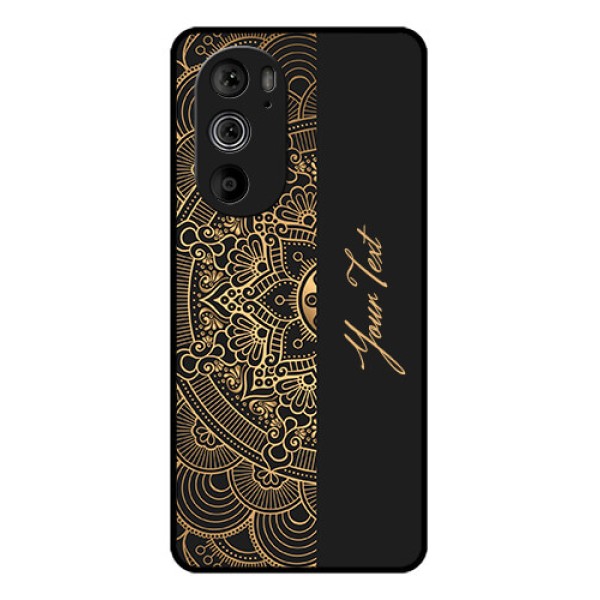 Motorola Edge 30 Pro Custom Glass Phone Case - Mandala Art With Custom Text Design