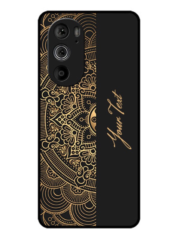 Custom Motorola Edge 30 Pro Custom Glass Phone Case - Mandala Art With Custom Text Design