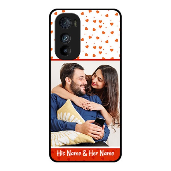 Motorola Edge 30 Custom Glass Phone Case - Orange Love Symbol Design Motorola Edge 30 Custom Glass Phone Case - Orange Love Symbol Design