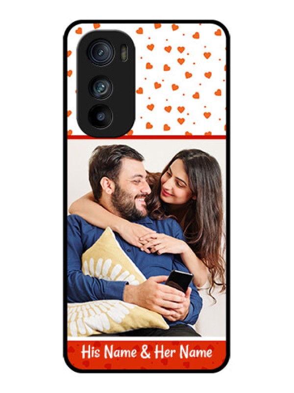 Custom Motorola Edge 30 Custom Glass Phone Case - Orange Love Symbol Design