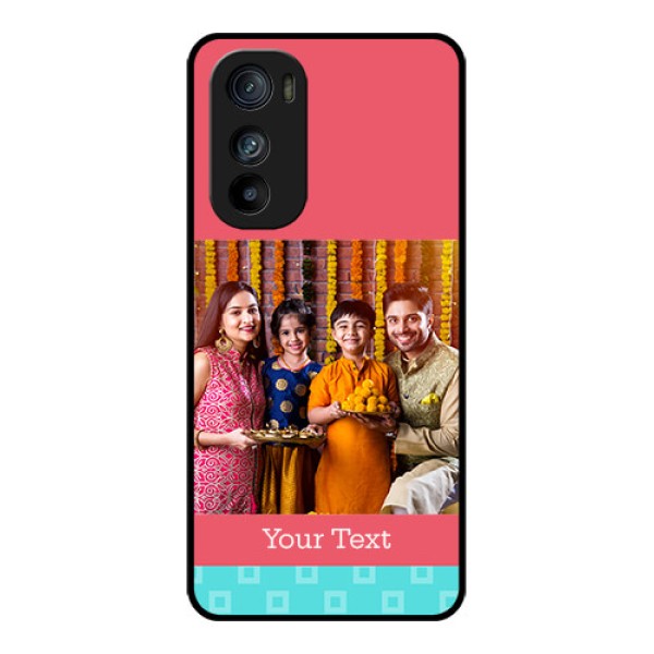 Motorola Edge 30 Custom Glass Phone Case - Peach & Blue Color Design Motorola Edge 30 Custom Glass Phone Case - Peach & Blue Color Design