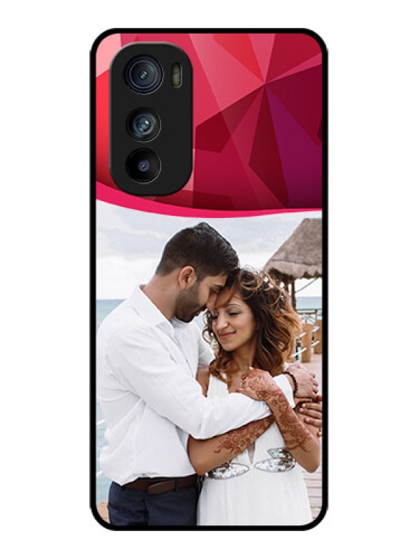 Custom Motorola Edge 30 Custom Glass Phone Case - Red Abstract Design